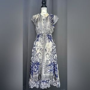Johnny Was Silk blend paisley blue dress